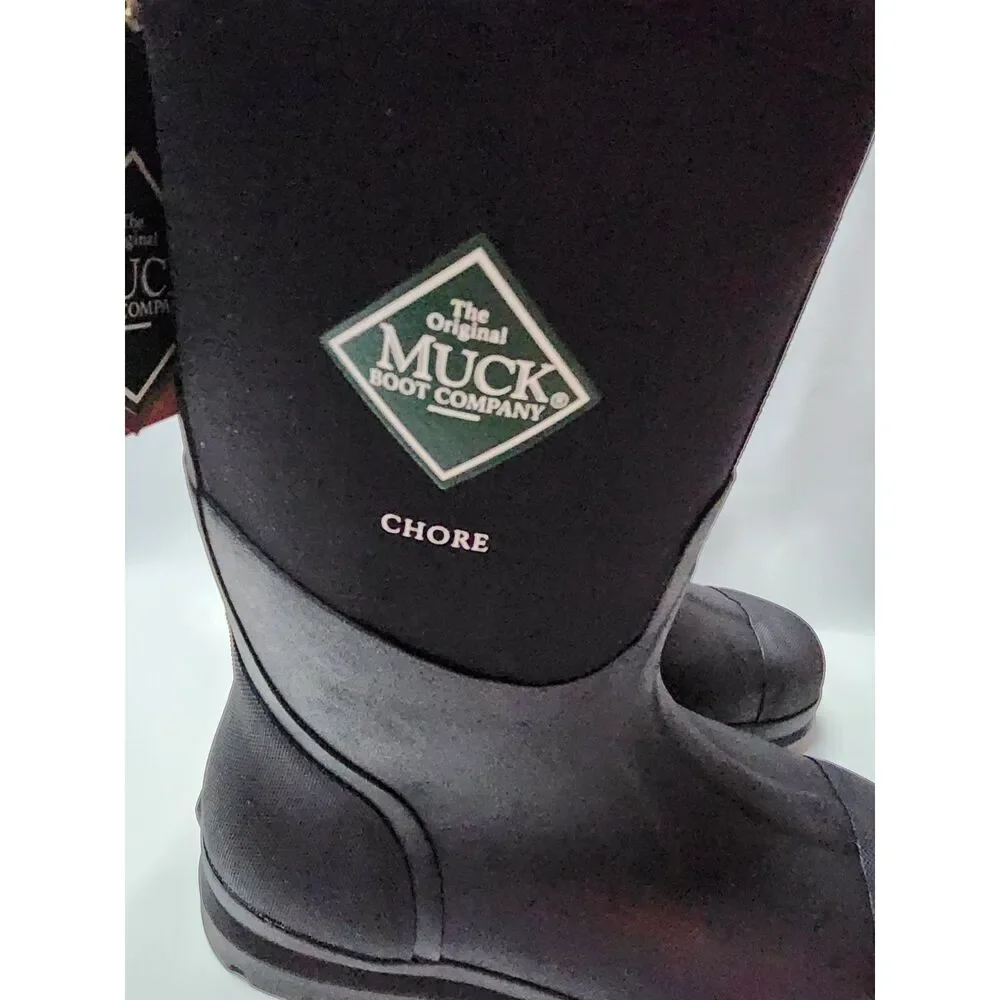 Muck Boot Chore Classic Mid Men’s Size 12 Black Waterproof Work Boots